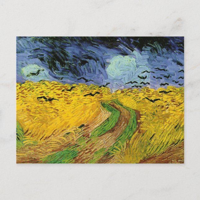 Campo de trigo Vincent Van Gogh con postal Crows (Anverso)