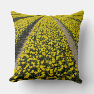 Campo de Tulipanes Amarillas Filas Almohada Decora