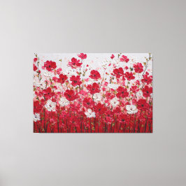 Campo Floral Rojo y Blanco – Arte de Pared con Imp