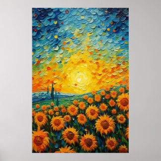 Campo lleno de girasoles arte PosterImprimir arte 