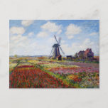 Campo monet de tulipanes con postal de molino de v<br><div class="desc">Monet Field de Tulips con postal de molino de viento. Óleo sobre lienzo de 1886. Una de las obras más coloridas de Monet pintada alrededor del molino de viento de Rijnsburg. Los tulipanes están llenos de rojos, blancos, amarillos y verdes. Una hermosa pintura paisajística que hace un gran regalo para...</div>