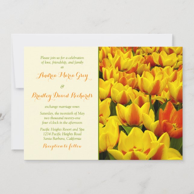 Campo Naranja amarillo de la invitación a la boda  (Anverso)