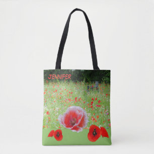 Campo Poppes con corteza de banco. Bolso de tela