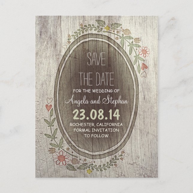 campo rústico de madera salve las postales de fech (Anverso)