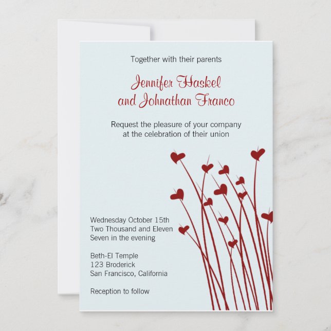 Campos de corazón Invitación a la boda de dulzura (Anverso)