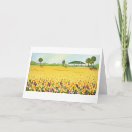 Campos de flores en la tarjeta de felicitación ple