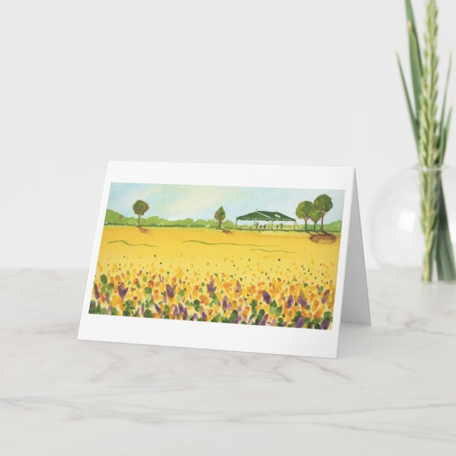 Campos de flores en la tarjeta de felicitación ple (Anverso)