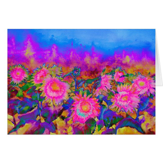 Campos de girasol, flores surrealistas abstractas  (Anverso (Horizontal))