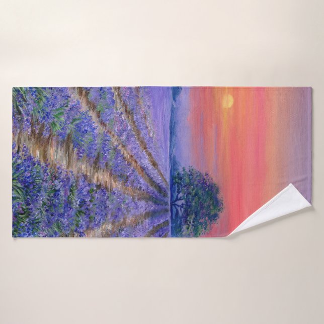 Campos de lavanda al atardecer (Toalla de baño)