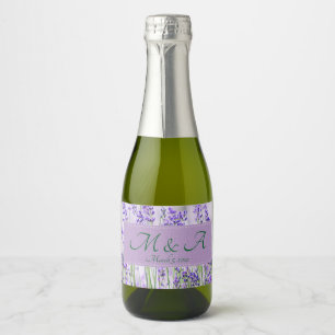 Campos de lavanda Boda Etiqueta de vino de espuma 