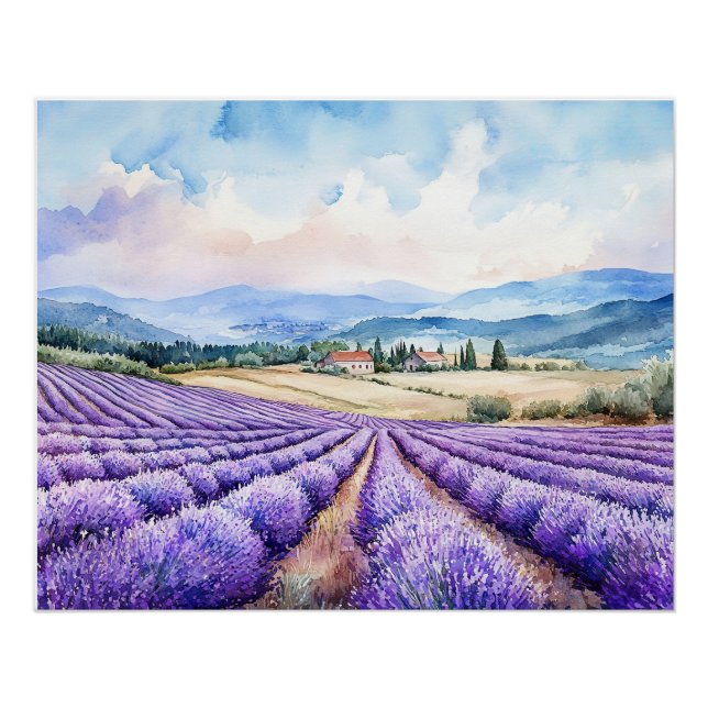 Campos de lavanda hermosos Póster brillante (Anverso)