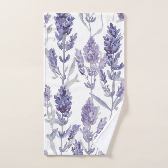 Campos de lavanda | Patrón de flores de acuarela p (Toalla de mano)
