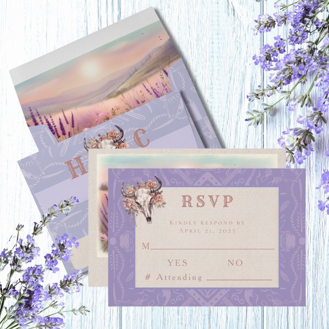 Campos de lavanda Respuesta occidental Boda Tarjet (Subido por el creador)