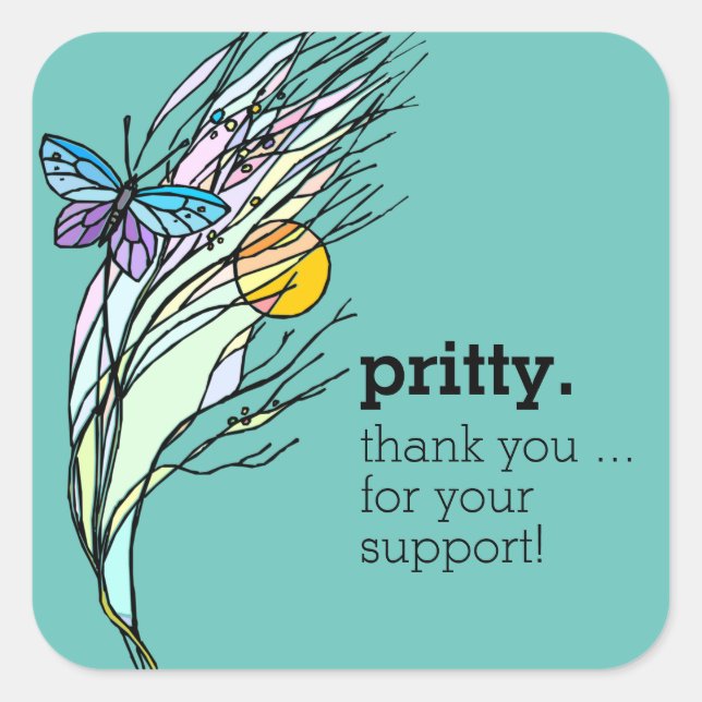 Campos de mariposa Diseñar Pegatina cuadrado (Anverso)