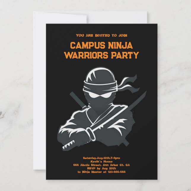 Campus Ninja Fun cipher fraternit Tarjeta de invit (Anverso)