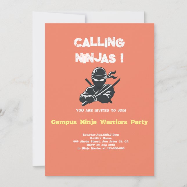 Campus Ninja | Tarjeta de invitación de la fiesta  (Anverso)