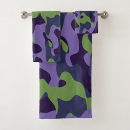 Camuflaje abstracto verde morado y azul
