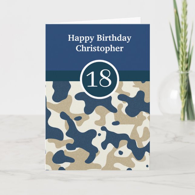 Camuflaje azul de la Marina Tarjeta de cumpleaños  (Anverso)