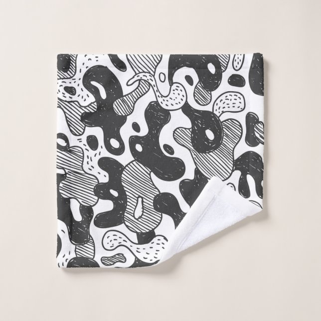 camuflaje de estilo doodle abstracto, negro (Toallita)