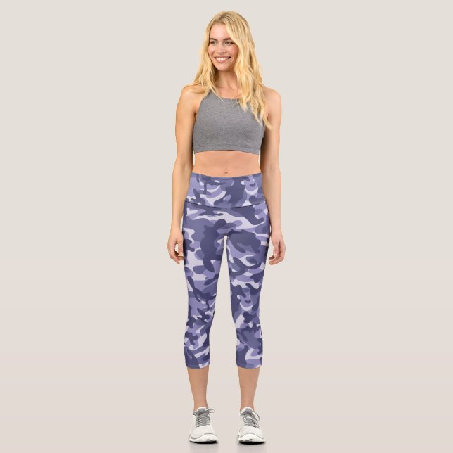 Camuflaje de la Marina Púrpura Capri Leggings (Anverso)