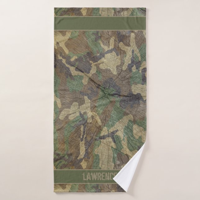 Camuflaje del efecto de los troncos de madera verd (Toalla de baño)
