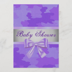 Camuflaje morado Invitación a Baby Shower Bow púrp