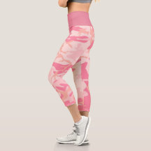 Camuflaje rosa Alta Waisted Capri Leggings