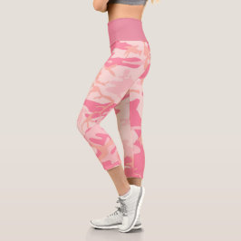 Camuflaje rosa Alta Waisted Capri Leggings