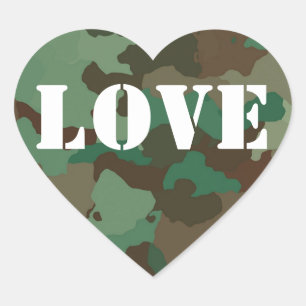 Camuflaje Verde Amor Boda Favor Pegatina