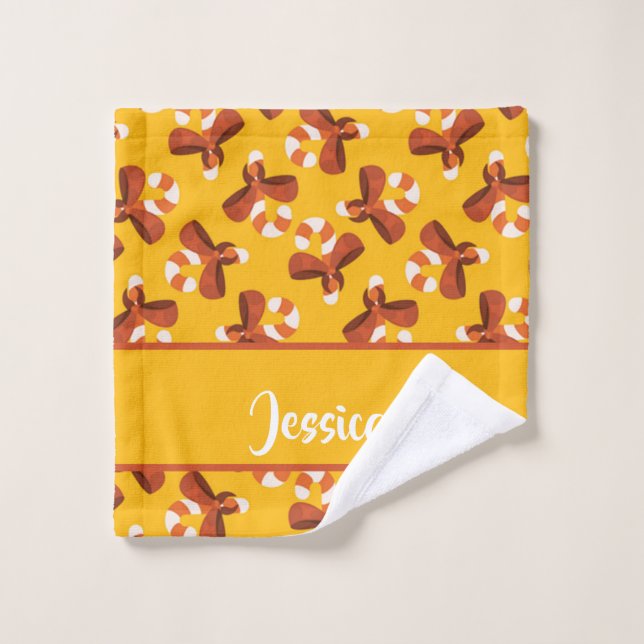 Caña de caramelo envuelta con un patrón de arco ro (Toallita)