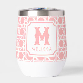 Caña rosa y blanca | Ratán | Monograma