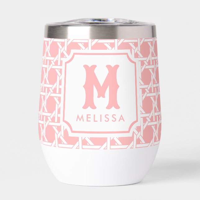 Caña rosa y blanca | Ratán | Monograma (Frente)