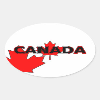 Canadá con Pegatina Ovalada de Hoja