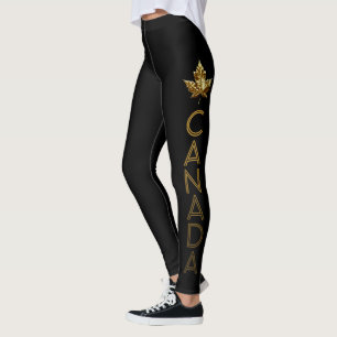 Canadá Leggings Gold Canada Maple Leaf Pants