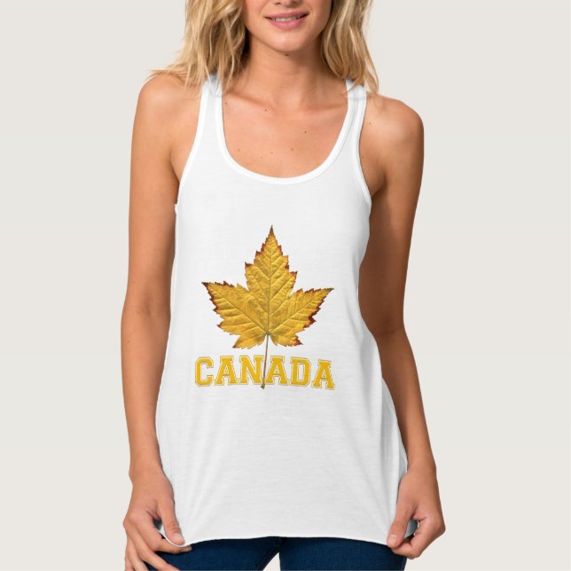 Canadá Souvenir Tank Top Yellow Leaf Womens Canadá (Anverso)