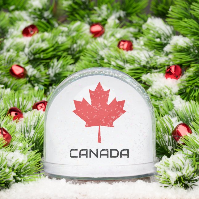 Canadian Red Maple Leaf Snow Globe – Patriotic  (Navidad)