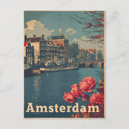 Canal Charm: La tarjeta postal antigua de Amsterda