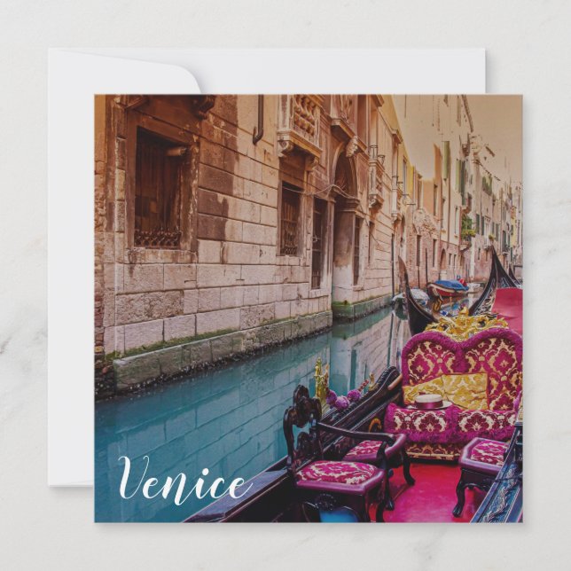 Canal con gondola tradicional en Venecia, Italia (Anverso)