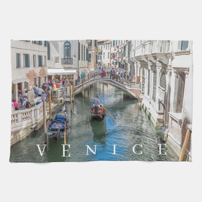 Canal de Venecia y toalla de té con vistas al puen (Horizontal)