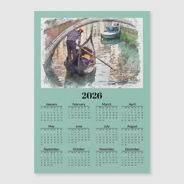 Canal in Venice Italy 2026 Calendar Magnetic Card (Anverso)