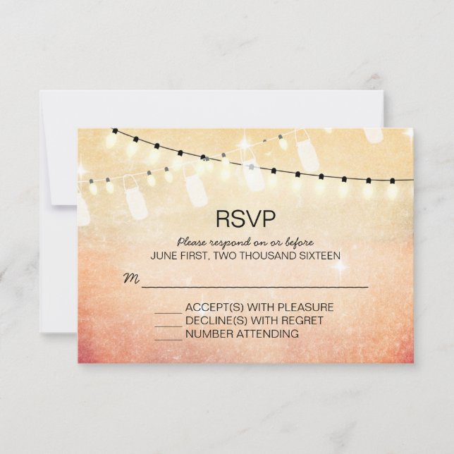 Canales románticas iluminan tarjetas RSVP (Anverso)