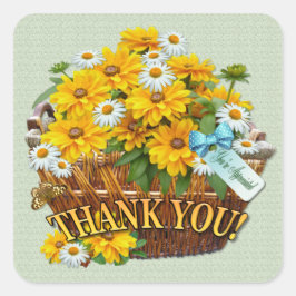 Canasta de flores ~ Pegatina cuadrado