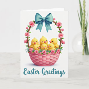 Canasta de Pollitos de Primavera Tarjeta de Pascua