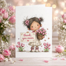 Canasta de Tulipanes Tarjeta “Gracias Mamá” Con Po