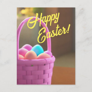 Canasta Feliz Pascua con Tarjeta Postal de Huevos