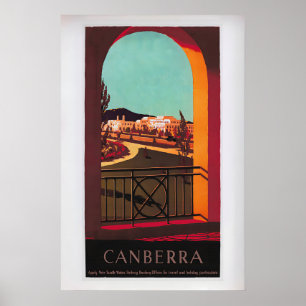 Canberra por Percy Trompf Póster de viaje vintage