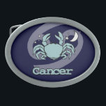 Cáncer azul la hebilla del cinturón de la<br><div class="desc">Cáncer hebilla del cinturón griega de la astrología "del cangrejo" con símbolos y características el canceriano. La cuarta muestra del cáncer del zodiaco del 22 de junio al 22 de julio. Gobernado por la luna. Diseñado únicamente por Sarah Trett.</div>