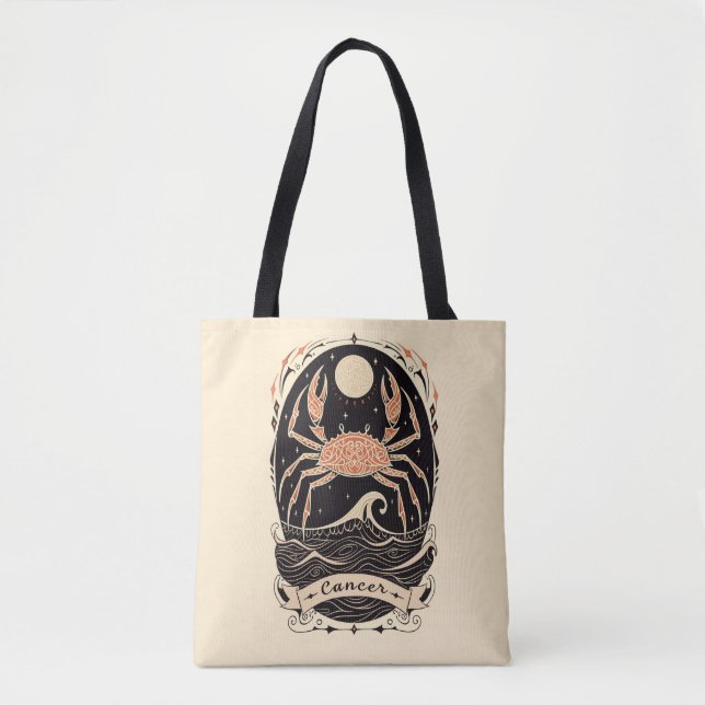 Cáncer de bolsa de tote Arte zodiaco celestial (Anverso)