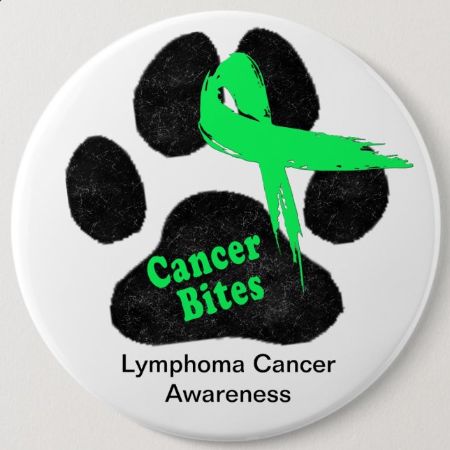 Cáncer de linfoma en perros botón de sensibilizaci (lymphoma cancer paw print green and black awareness button)