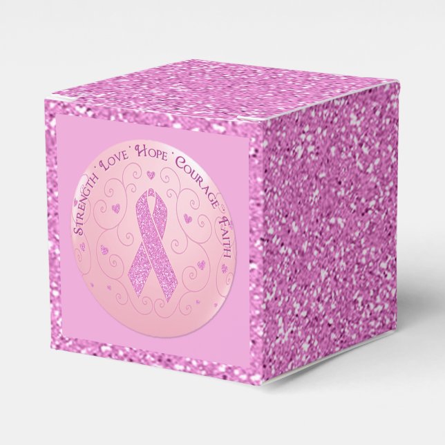 Cáncer de mama Cinta rosa Cinta Purpurina Caja de  (Costado Anverso)